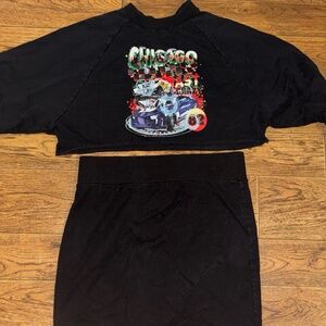 Black long sleeve skirt set